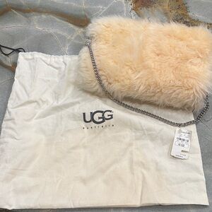 UGG Cream Fur Clutch with Chain